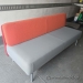 Teknion Banqs Grey Leather Sofa Bench with Orange Cloth Back
